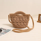 Sac à bandoulière en fil de coton avec découpes creuses assorties, sac de plage de vacances, sac de fête
